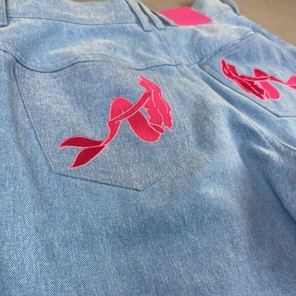 Marshall Columbia Disney Little Mermaid High Waisted Denim Embroidered Shorts S - Picture 16 of 16